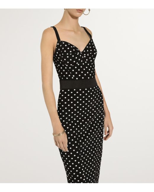 Dolce & Gabbana Black Polka-Dot Marquisette Corset Top