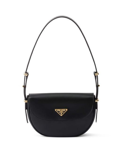 Prada Black Leather Arqué Shoulder Bag