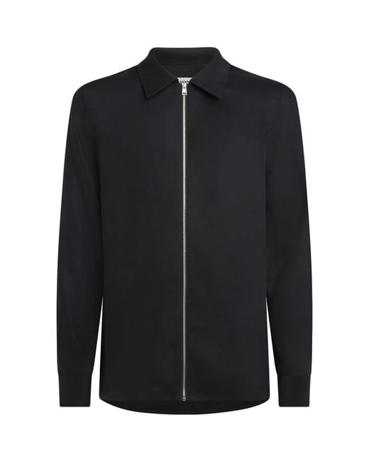 Sandro Black Relaxed Zip-Up Shirt for men