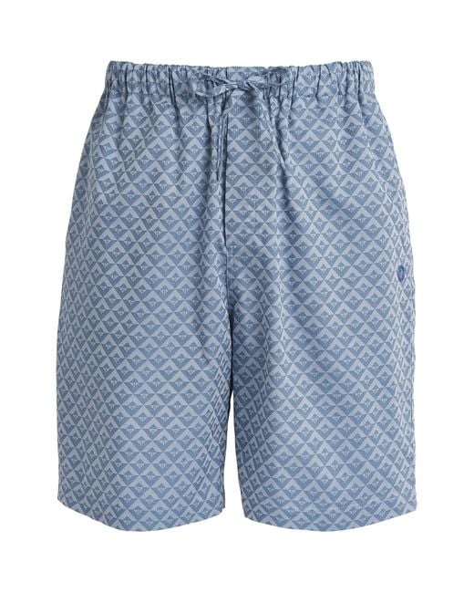 Harrods Blue Cotton Geometric Logo Pyjama Shorts for men