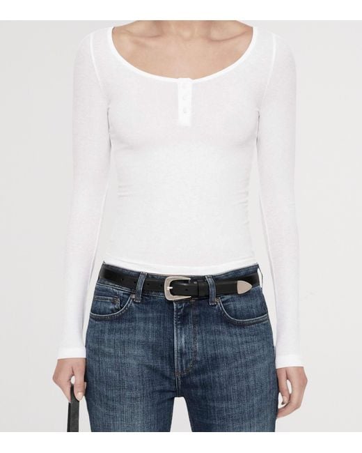 AllSaints White Jules Henley Long-Sleeve T-Shirt