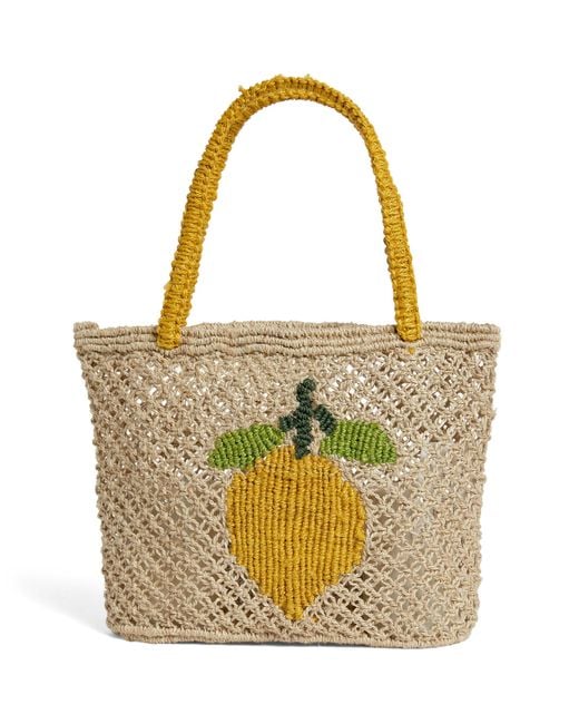The Jacksons Metallic Woven Tula Lemon Tote Bag