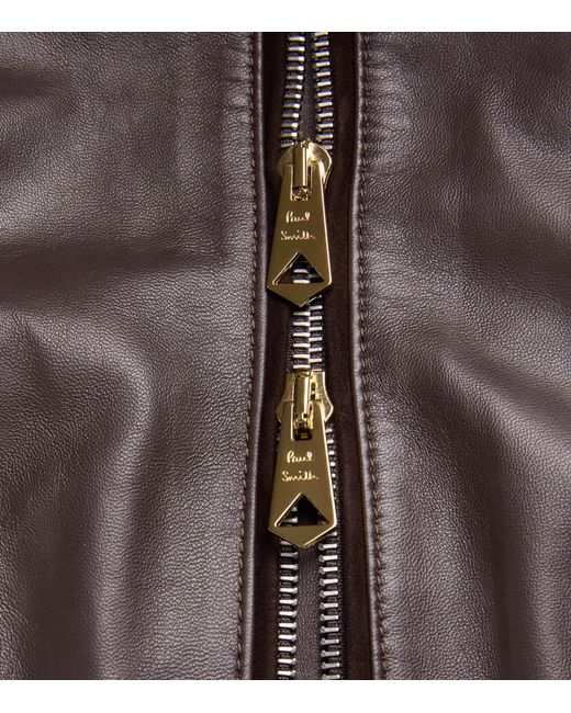 Paul Smith Brown Nappa Leather Jacket for men