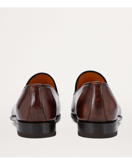 Bontoni Brown Leather Schiaffino Loafers for men
