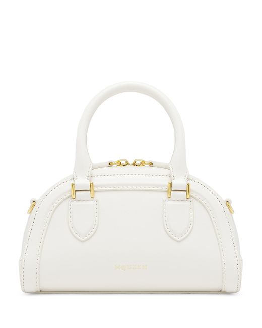 Alexander McQueen White Mini Leather Birdee Boston Cross-Body Bag