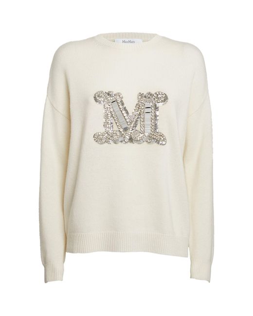 Max Mara White Wool-cashmere Palato Sweater