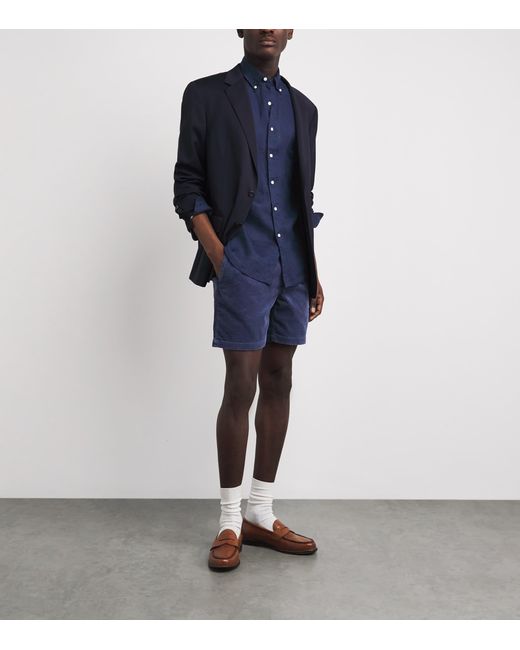 Polo Ralph Lauren Blue Linen Custom-Fit Shirt for men
