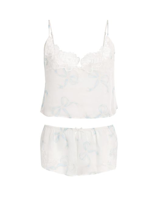 Skims White Silk Bridal Romance Camisole And Shorts Set