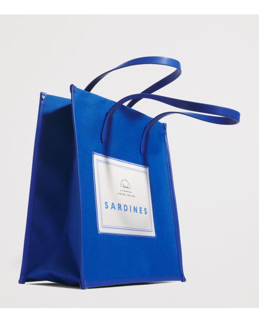 Harrods Blue Cotton Sardines Condiments Shopper Bag
