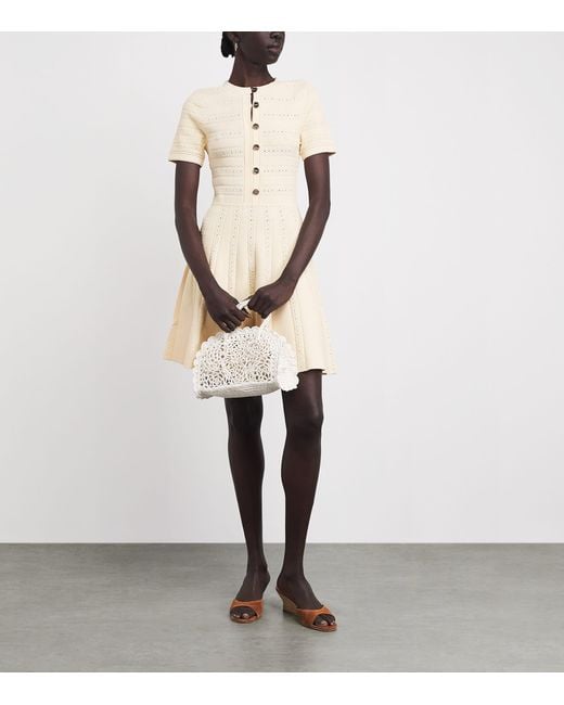 Sandro Natural Knitted Button-Up Mini Dress