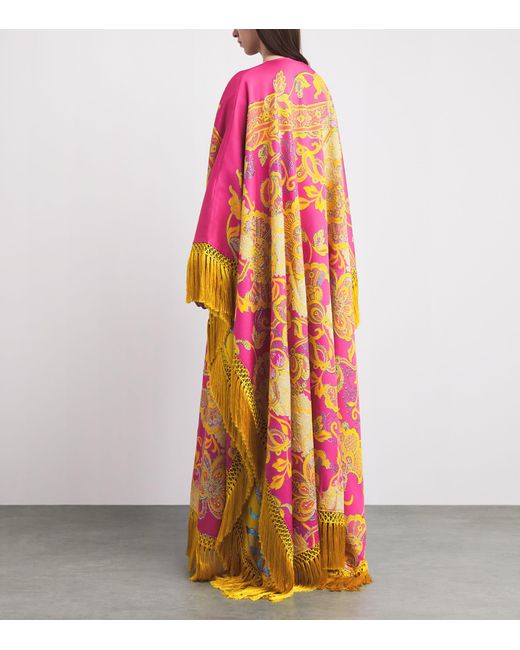 Taller Marmo Orange Fringed Pahlavi Kaftan Maxi Dress