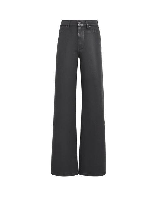 7 For All Mankind Gray Coated Lotta Wide-Leg Jeans