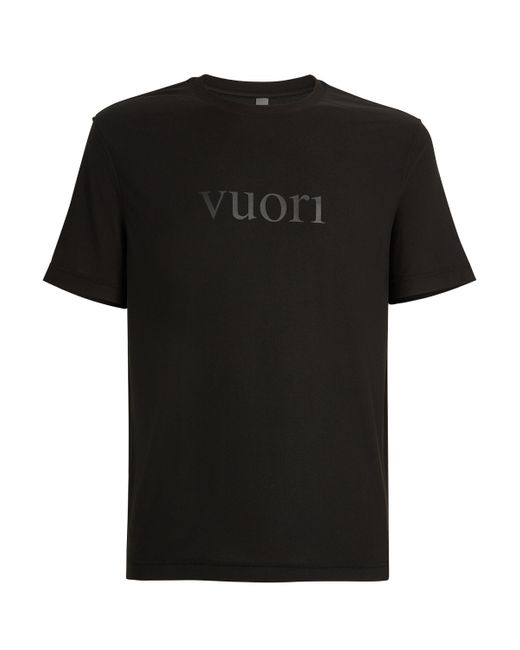 vuori Black Logo Strato Tech T-Shirt for men