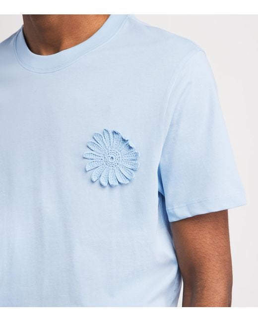Sandro Blue Cotton Crochet T-Shirt for men