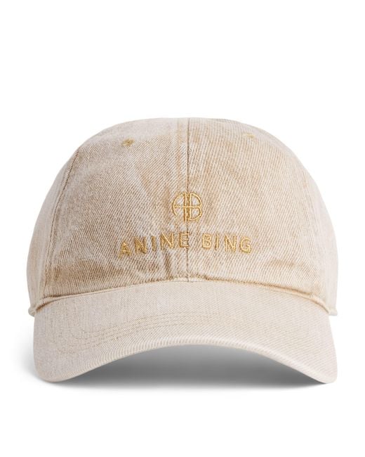 Anine Bing Natural Denim Jeremy Logo Baseball Cap