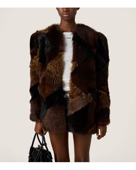 Miu Miu Black Shearling Patchwork Jacket