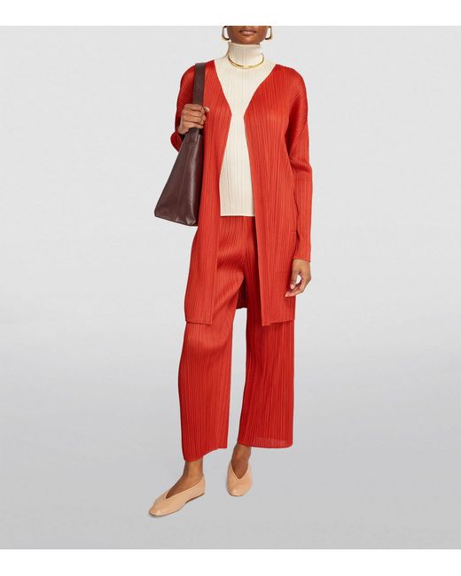 Pleats Please Issey Miyake Red Monthly Colors April Cardigan