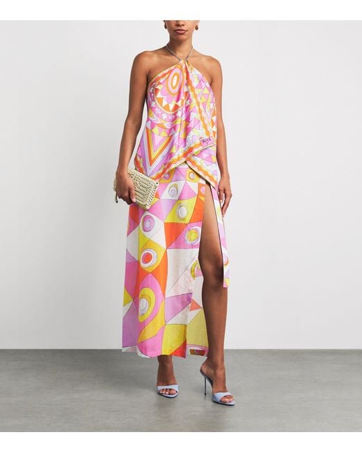 Emilio Pucci White Silk Halterneck Top