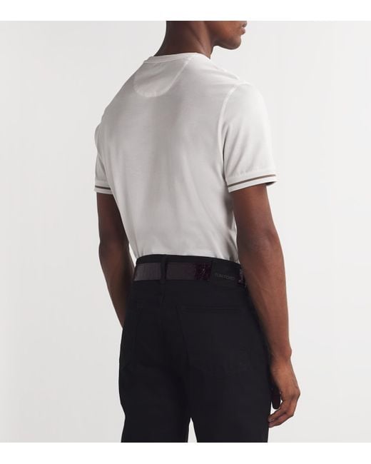 Tom Ford Natural Leather Reversible T Icon Belt for men