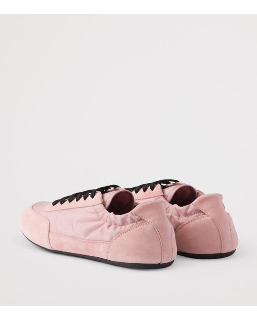 Prada Re-Nylon And Suede Collapse Sneakers in Pink | Lyst UK