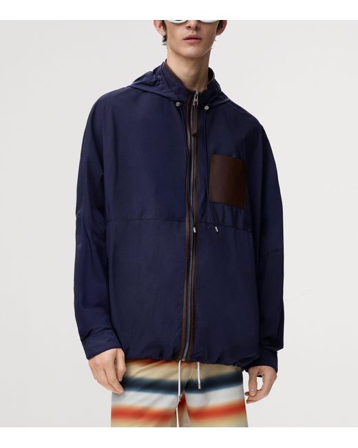 Loewe Blue X Paula's Ibiza Leather-Trimmed Hooded Jacket for men
