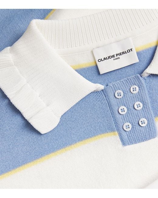 Claudie Pierlot Blue Stripe Polo Sweater