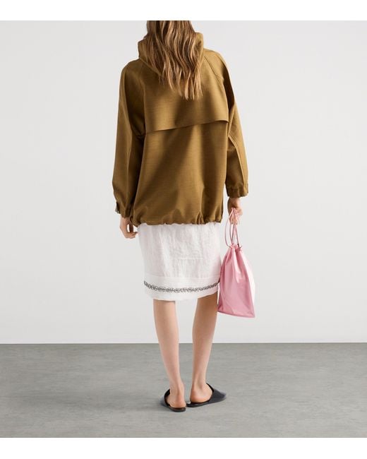 Prada White Linen Embellished Midi Skirt