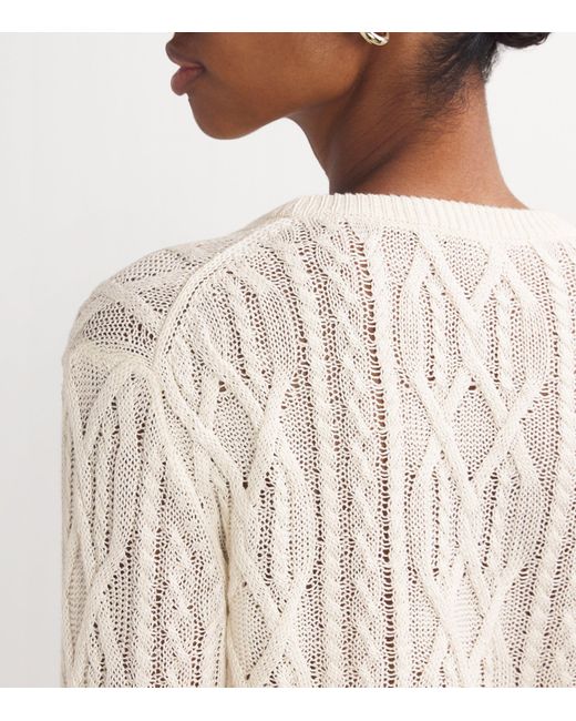 Theory White Linen-blend Aran Sweater