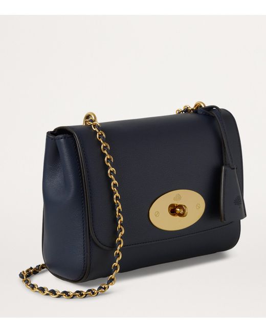 Mulberry Blue Grained Leather Lily Shoulder Bag