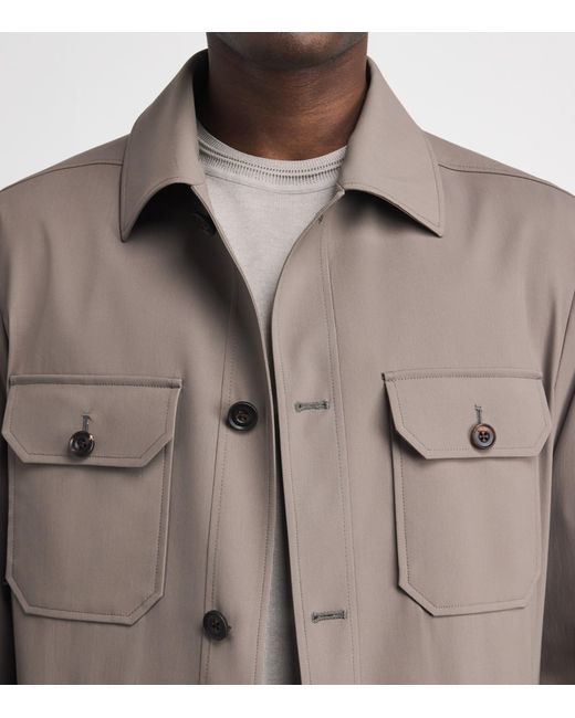Corneliani Brown Water-Repellent Techwool Overshirt for men