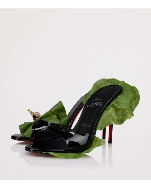 Christian Louboutin Green Einsnail On The Feet Patent Leather Mules 100
