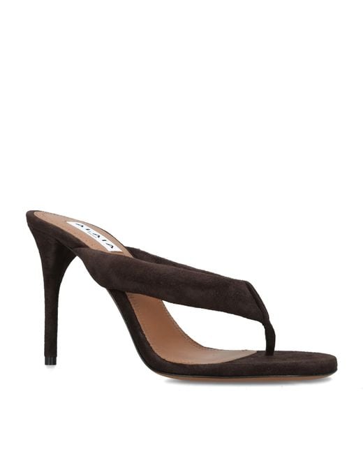 Alaïa Brown Suede Thong Sandals 90