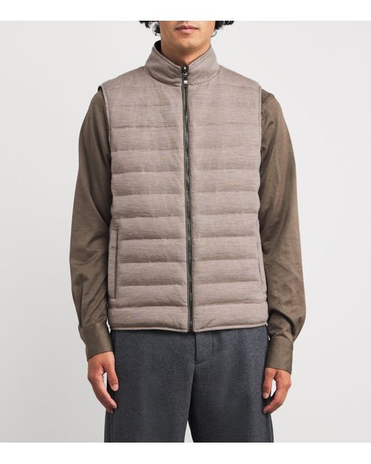 FIORONI CASHMERE Brown Cashmere-Down Reversible Gilet for men