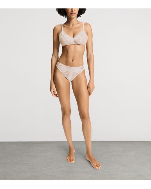 Hanro White Lace-Trim Lysia Thong