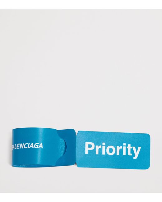 Balenciaga Blue Leather Keyring for men