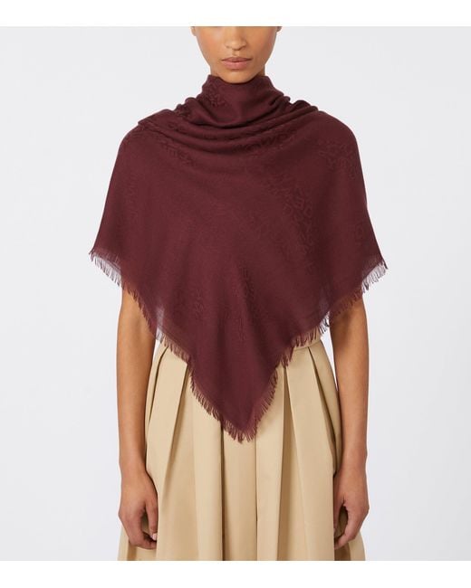 Weekend by Maxmara Purple Modal-Cashmere Logo Scarf