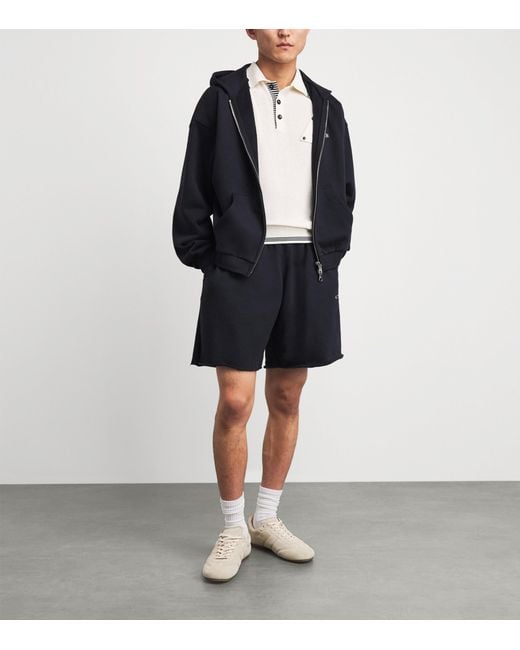 Cole Buxton Blue Cotton Jersey Sweatshorts for men