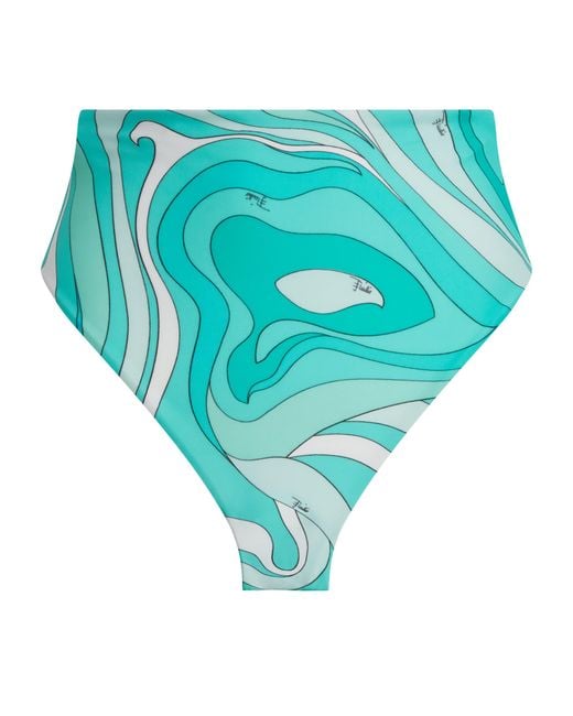 Emilio Pucci Blue Marmo High-Rise Bikini Bottoms