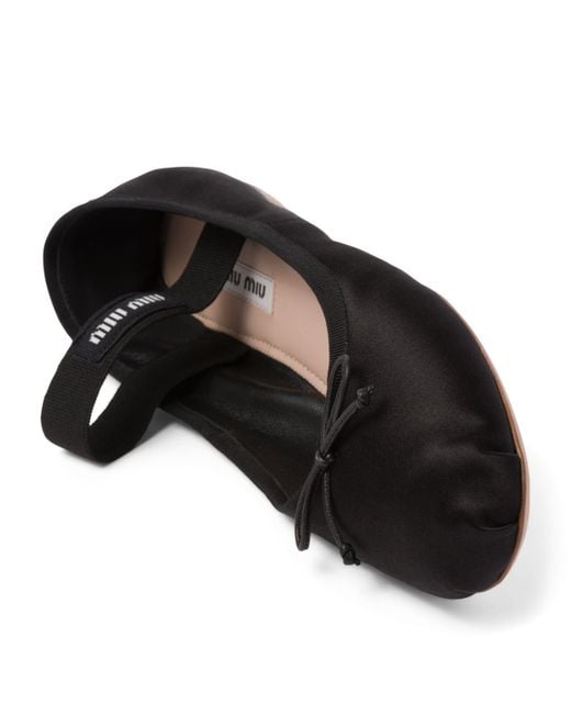 Miu Miu Black Satin Ballet Flats