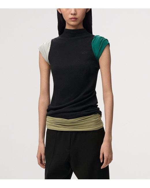 Loewe Black Ruche-Detail High-Neck Top