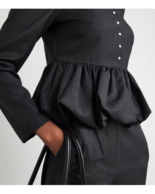 Claudie Pierlot Black Long-Sleeve Peplum Shirt