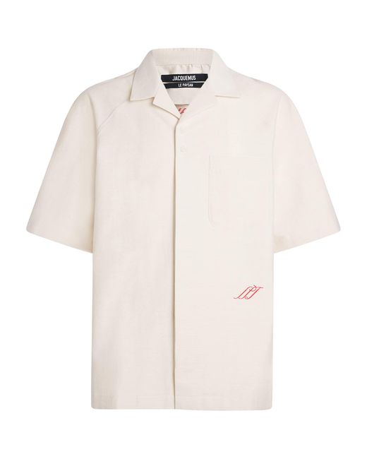 Jacquemus White Cotton-Blend Camp-Collar Shirt for men
