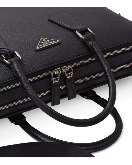 Prada Black Saffiano Leather Briefcase for men