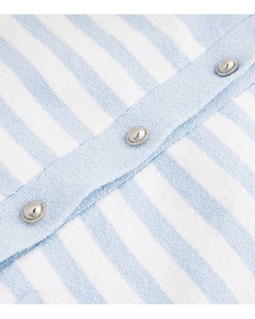 Sandro Blue Terry-Knit Striped Cardigan