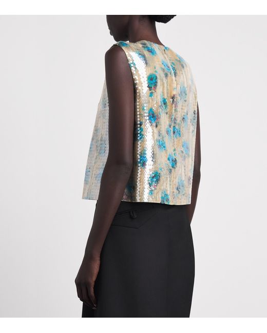 Tory Burch Blue Sequin Shell Top