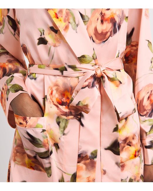 Harrods Pink Silk Midnight Rose Night Robe