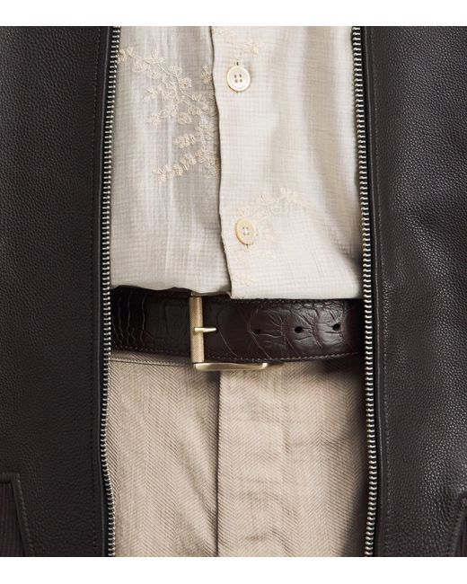 Elliot Rhodes Brown Ostrich Leather Belt for men