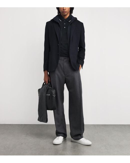 Emporio Armani Black Cotton Piqué Polo Shirt for men