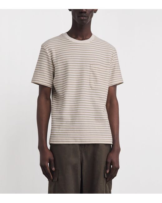 FRAME White Cotton Rib-Knit Stripe T-Shirt for men