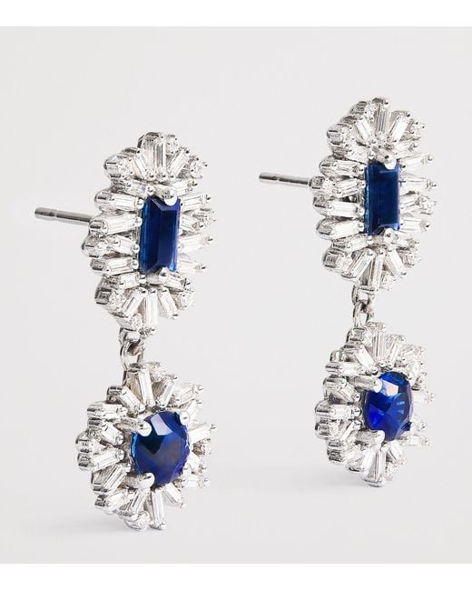 Suzanne Kalan Blue Diamond And Sapphire One Of A Kind Drop Earrings